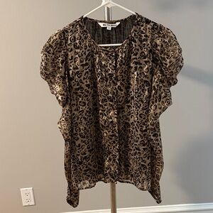 Walter Baker Animal Print Blouse in Black and Brown